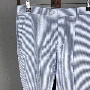 Nautica Pants Youth 18R 29Wx29L Blue White Stripe Seersucker‎ Chino Cotton NWT